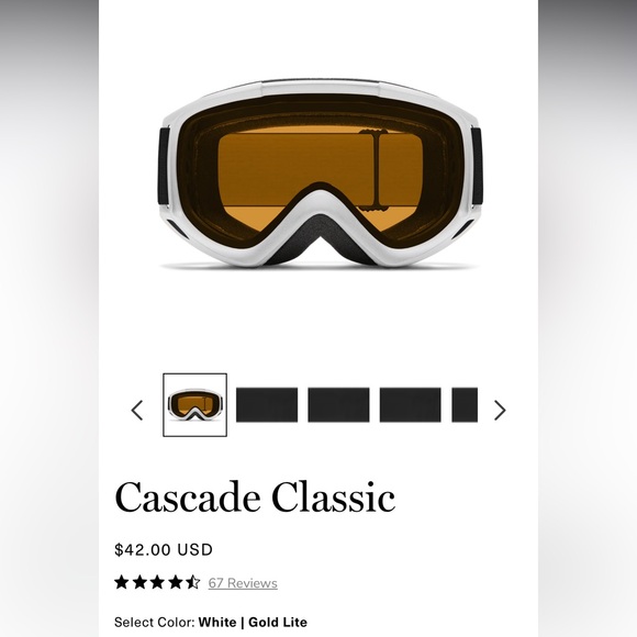 SMITH Ski Goggles Cascade Airflow Series White & Gild Lite - Picture 5 of 5